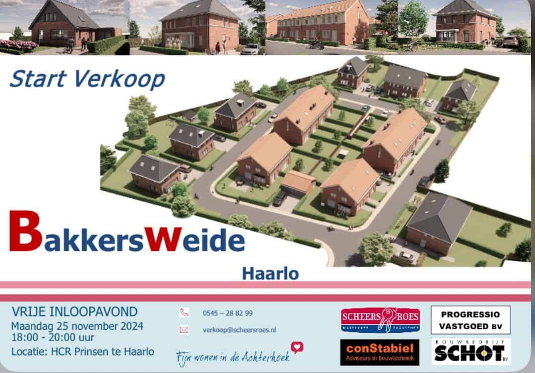 Start verkoop nieuwbouwproject Bakkersweide in Haarlo