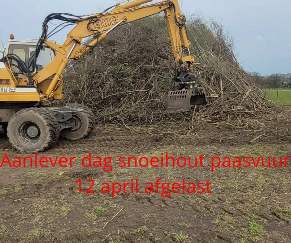 Aanleverdag snoeihout paasvuur Geesteren afgelast