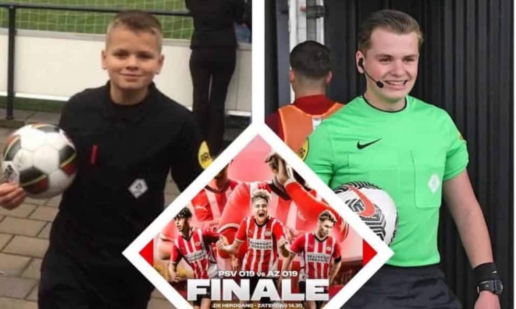 Kay Meijer uit Eibergen floot zaterdag O19 finale PSV - AZ om Nederlands kampioenschap -