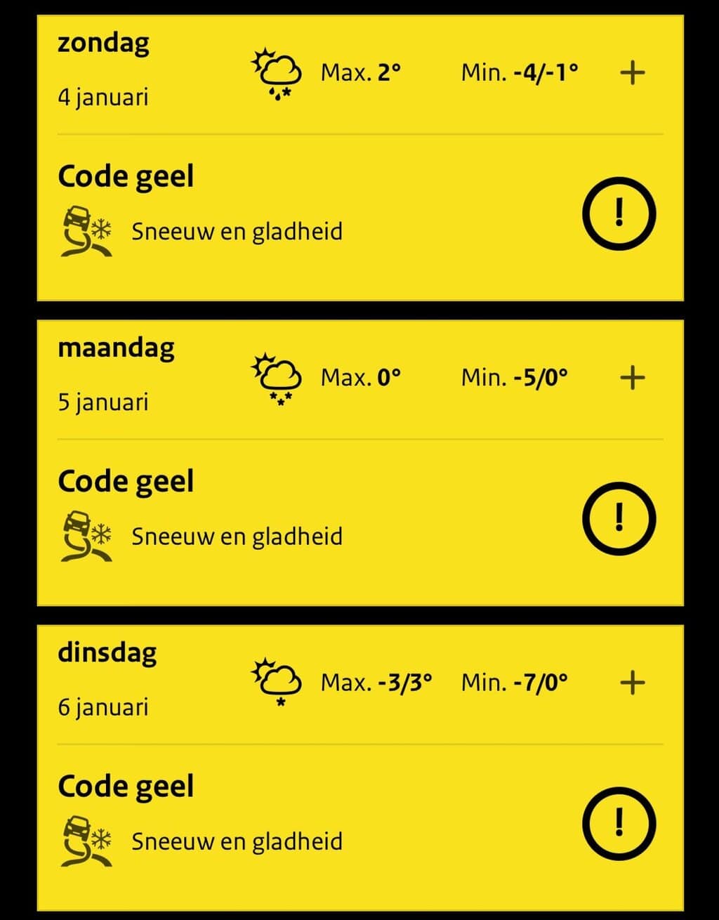 KNMI verlengt code geel vanwege gladheid door sneeuw en bevriezing