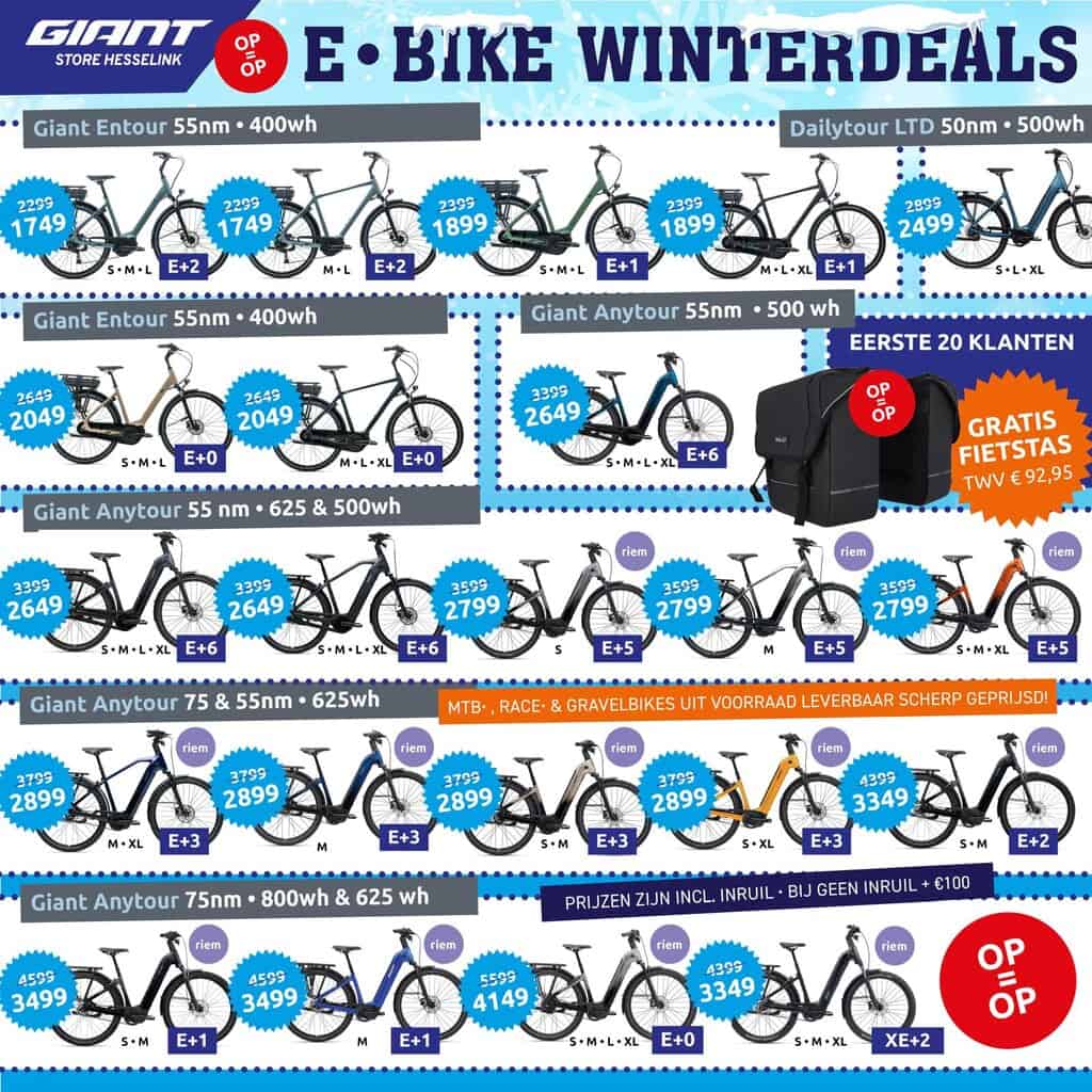 Giant Store Hesselink in Neede stunt met grote kortingen op e-bikes en sportfietsen