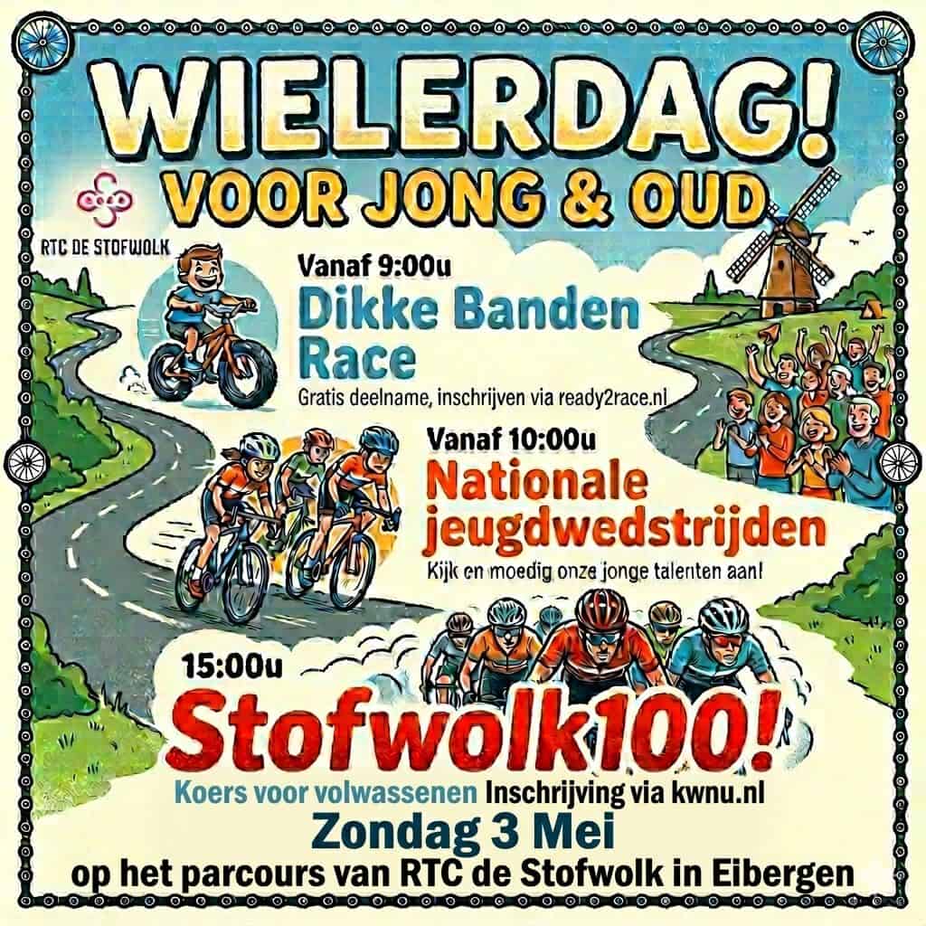 Wielerdag voor jong en oud op 3 mei in Eibergen -