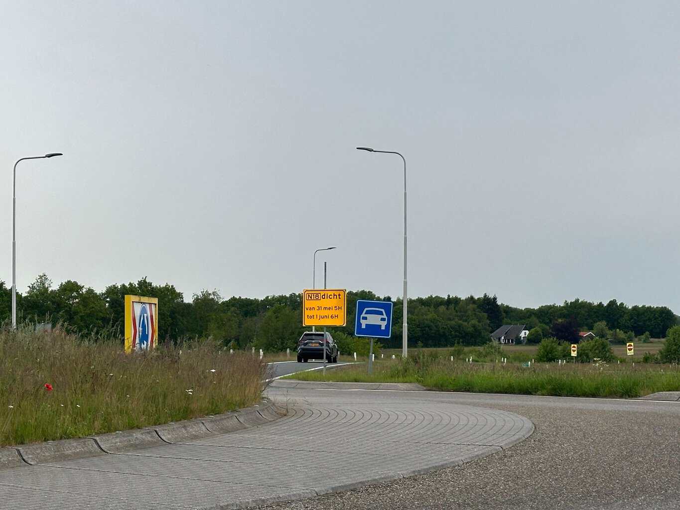 N18 tussen Groenlo en Neede afgesloten vanwege bermonderhoud -