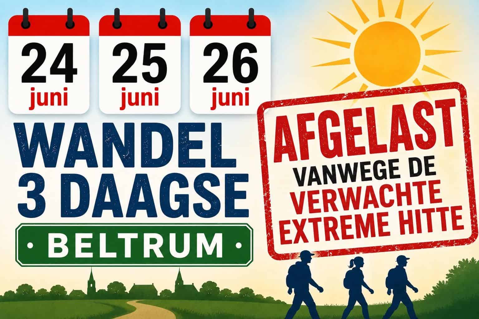 Wandel3Daagse Beltrum afgelast vanwege verwachte hitte -
