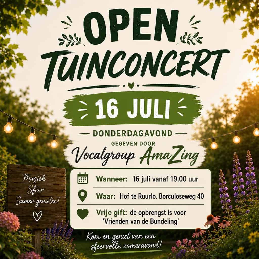 Vocalgroup AmaZing verzorgt opnieuw sfeervol tuinconcert bij Hof te Ruurlo -