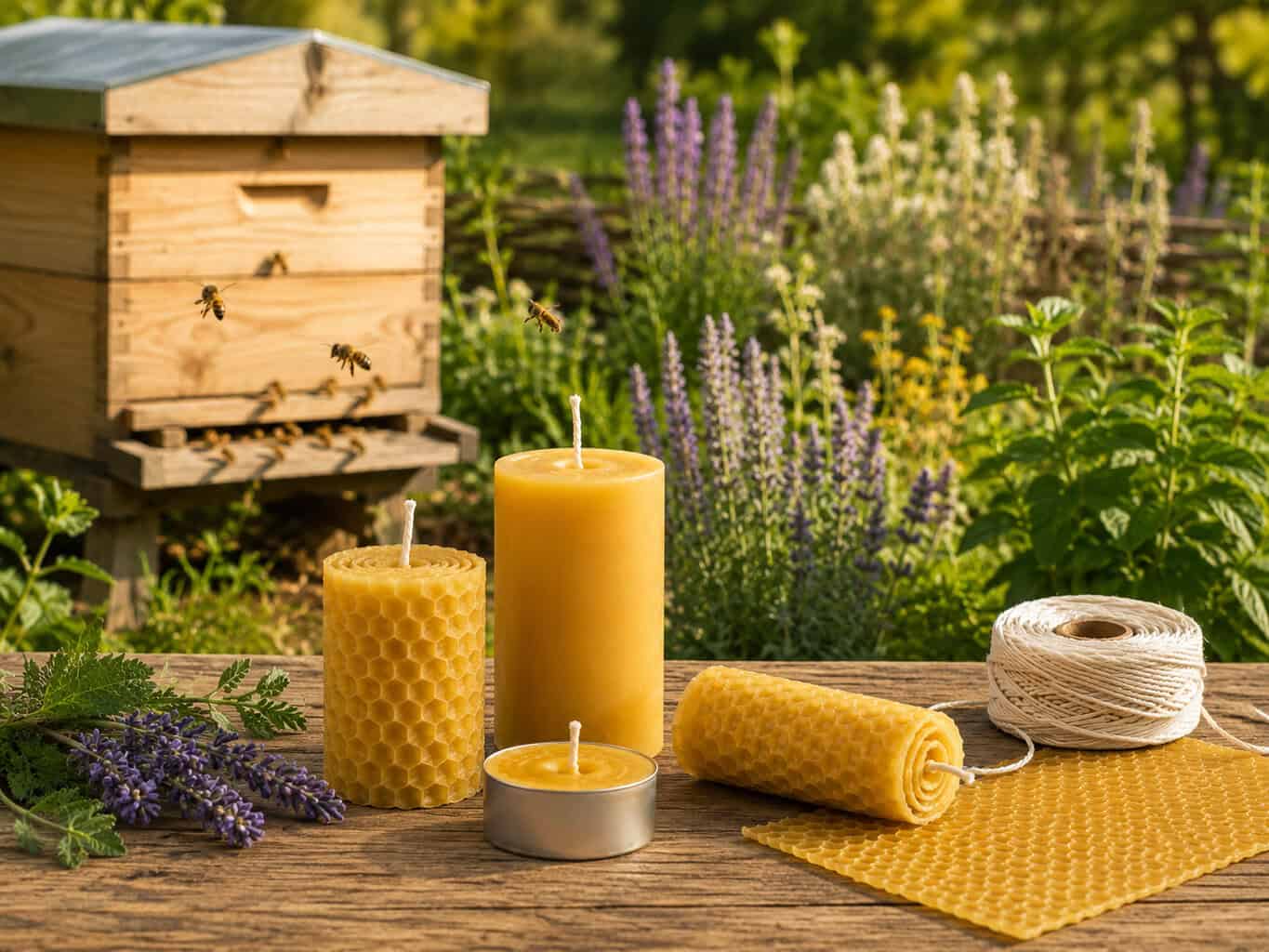 Het leven van bijen en bijenwas kaarsen maken in de Kruidenhof te Mallum
