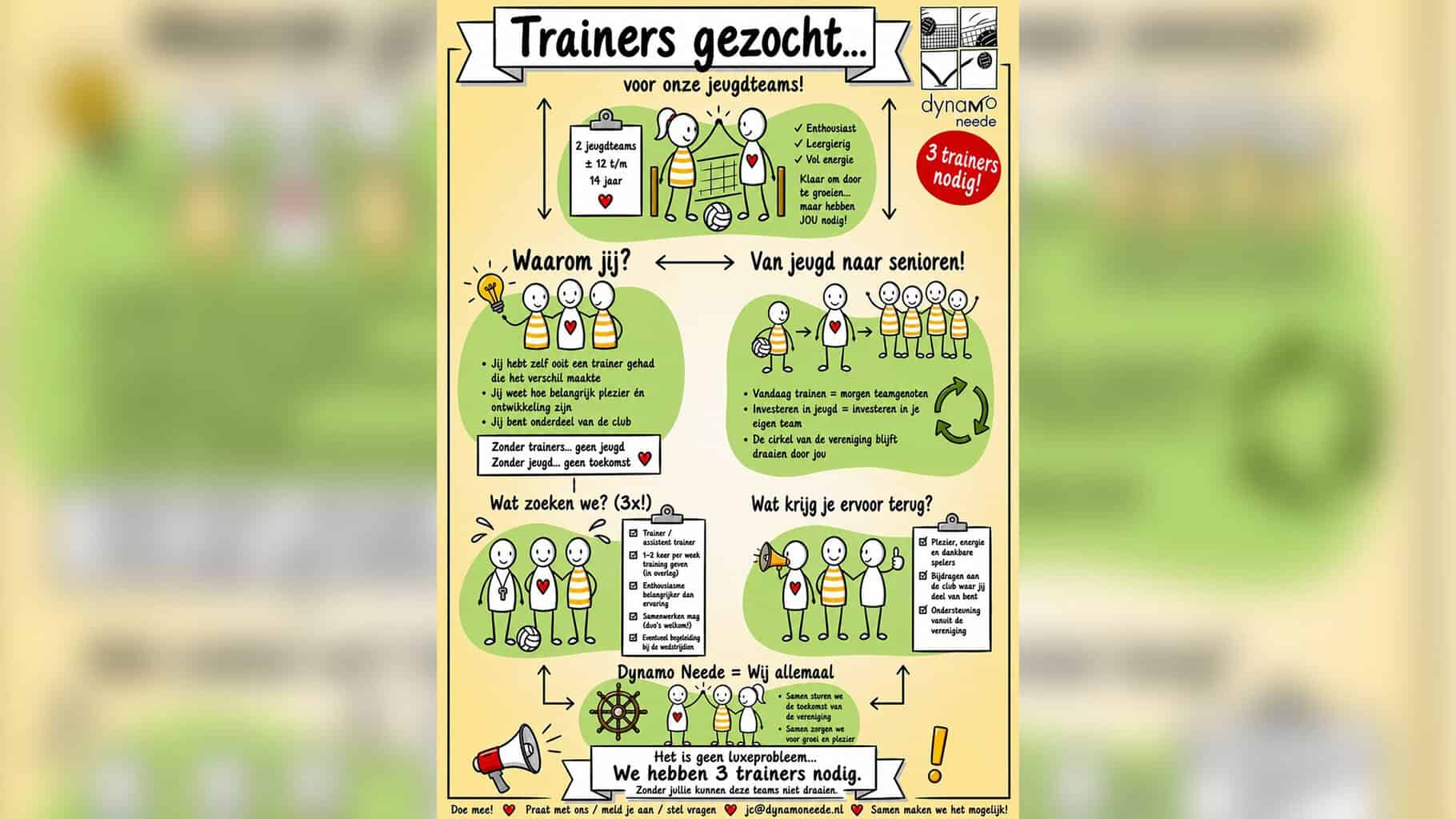 Elite/Dynamo Neede zoekt trainers voor jeugdteams