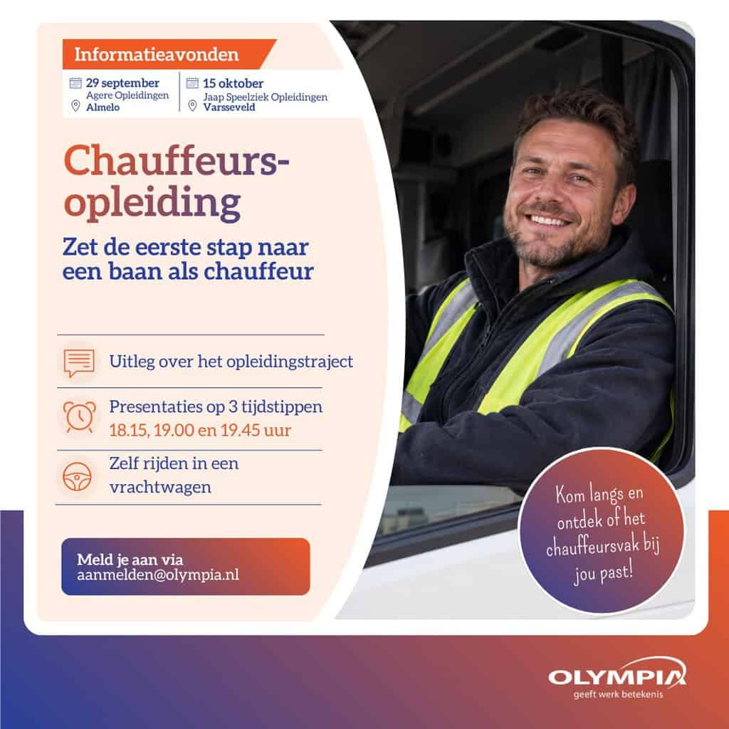 Informatieavonden over opleiding tot vrachtwagenchauffeur