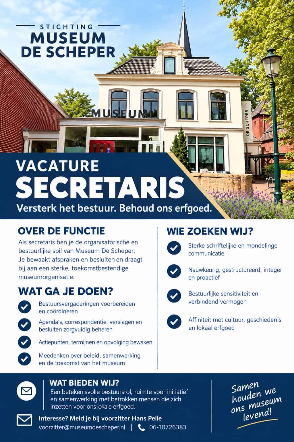 Museum De Scheper in Eibergen zoekt nieuwe secretaris